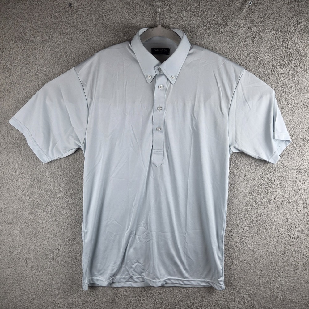 Collars & Co Dress Collar Polo Shirt Mens Large Light Blue Short Sleeve Performa